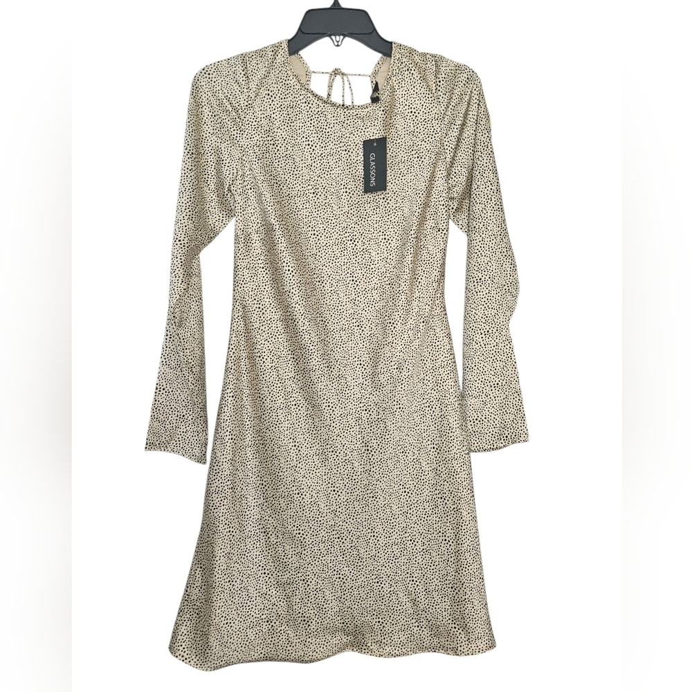 Glassons Open Back Pebble Print Dress Women 10 NWT